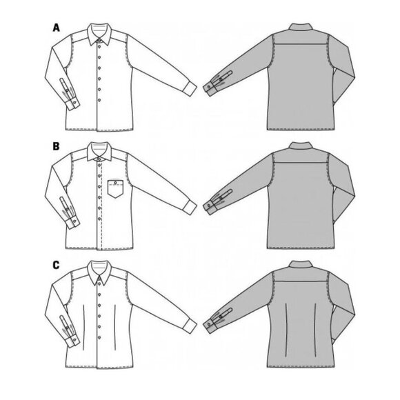 Burda Pattern 7045 Men’s Long Sleeve Work Casual Shirts Button Up Sizes 34-50 - Picture 3 of 3